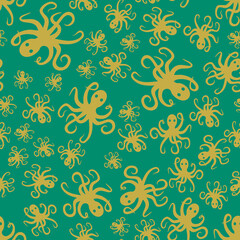 Fototapeta na wymiar Random simple octopus pattern seamless repeat background