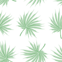 Watercolor tropical leaves seamless pattern, vector illustration.