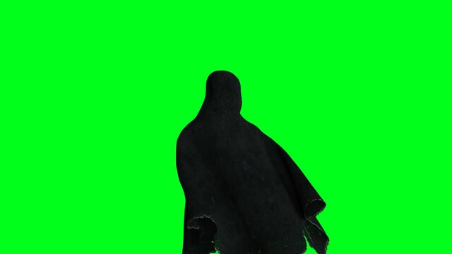 Mystery fear ghost animation . dynamic hoodie. Isolate. Realistic 4k green screen animation.