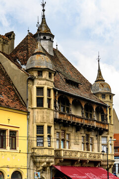SIGISOARA, ROMANIA - JUNE 4, 2017: Architecture of the historic centre of Sigisoara, Romania. UNESCO World Heritage