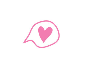 Heart in speech bubble icon. Vector illustration