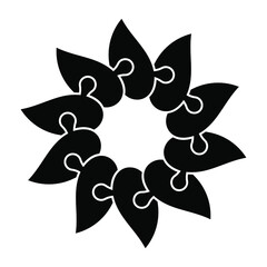 Black and white flower puzzle vector