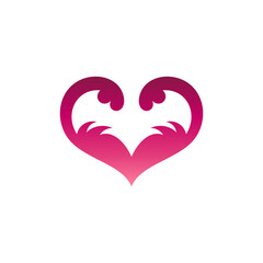 Love bat logo concept. Simple flat style. Abstract animal logo icon