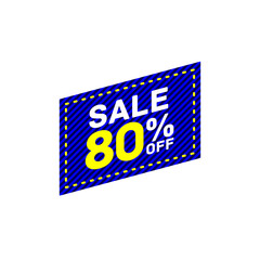 80% offer discount tag sticker circle round vector eps