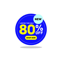 80% offer discount tag sticker circle round vector eps