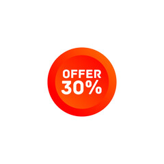 30% offer discount tag sticker circle round vector eps