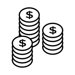 coins money dollars line style icon