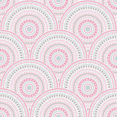 Ethnic circle shapes seamless geometric pattern.