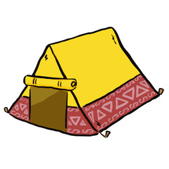登山、アウトドア、キャンプやグランピングなどで使える、ゆるかわな「テント」ベクターイラスト