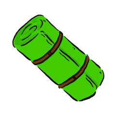 登山、アウトドア、キャンプやグランピングなどで使える、ゆるかわな「マットレス」ベクターイラスト