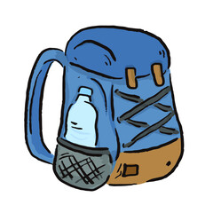 登山、アウトドア、キャンプやグランピングなどで使える、ゆるかわな「リュック」ベクターイラスト