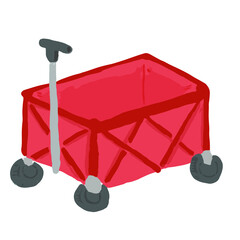 登山、アウトドア、キャンプやグランピングなどで使える、ゆるかわな「カート」ベクターイラスト