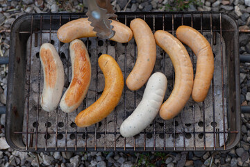 Sausages on the grill