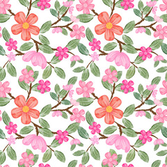 Seamless pattern with flowers concept in the  white backdrop