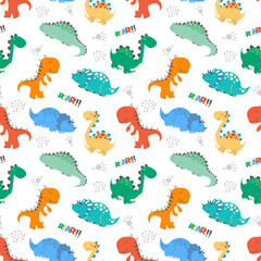Kids baby pattern with cute dinosaurs concept