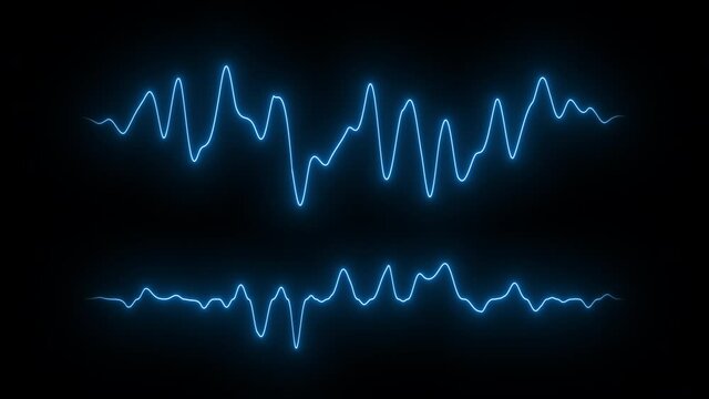 Sound wave line signal. Waveform audio spectrum. FUI, HUD element. Seamless loop