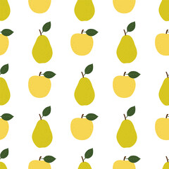 Apple and Pear. Seamless Vector Patterns