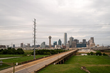Fototapeta premium View of Empty Streets Leading to Downtown Dallas Texas