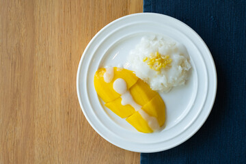mango sticky rice on the table
