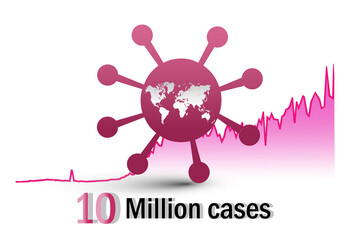 vector illustration logo, symbol or icon design. COVID-19 cases touch the mark of 10 million one crore in all over the world. Cases of corona virus are still increasing or rising.