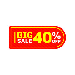 40% offer big sale discount tag sticker banner
