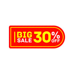 30% offer big sale discount tag sticker banner