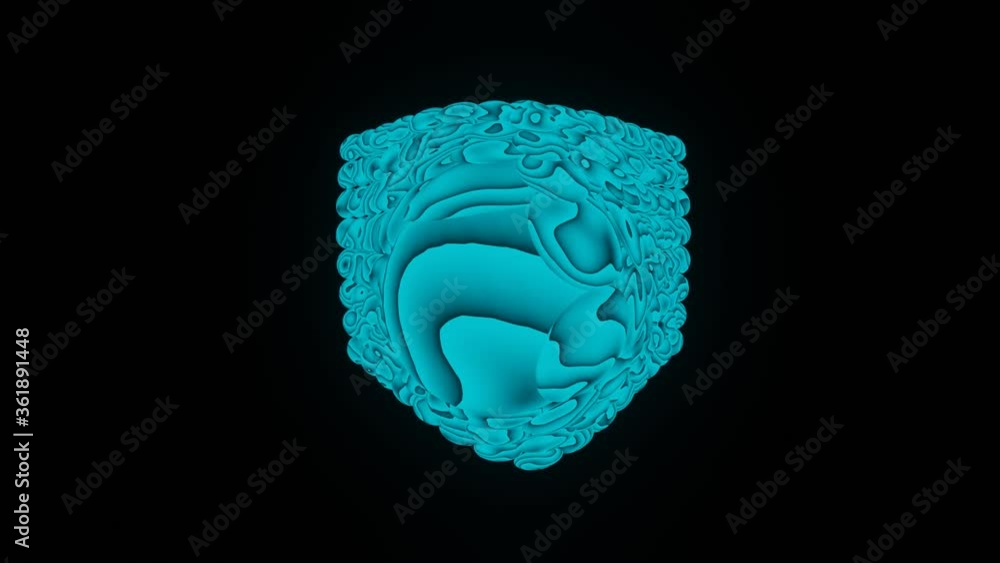 Poster hd video of abstract seamless movement and shape changing animation loop of 3d render object with be