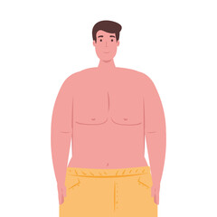Fototapeta premium man in shorts yellow color, happy guy in swimsuit on white background vector illustration design