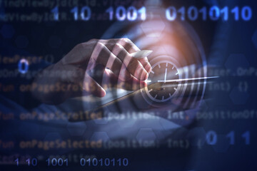 Agile Digital software development with scrum methodology and computer code