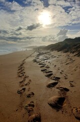 footprints on the beach