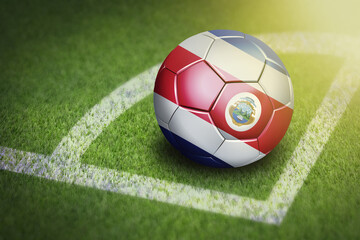 Fototapeta na wymiar Taking a corner with Costa Rica flag soccer ball
