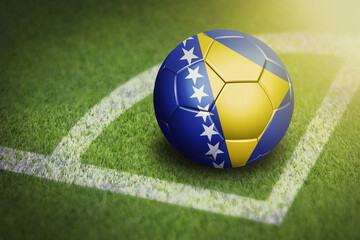 Taking a corner with Bosnia and Herzergovina flag soccer ball