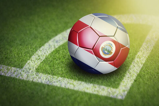 Taking a corner with Costa Rica flag soccer ball