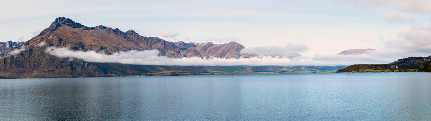 Fototapeta na wymiar Southern Alps and Lake Wakatipu panorama, Queenstown