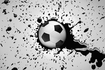 Soccer ball with splattered ink