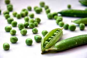 Green Peas on a white table