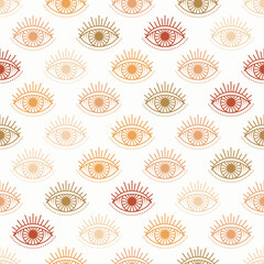Seamless pattern with hand drawn eye, vector illustration