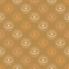 Seamless pattern with hand drawn eye, vector illustration