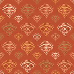 Seamless pattern with hand drawn eye, vector illustration