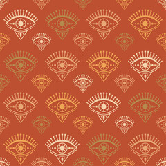 Seamless pattern with hand drawn eye, vector illustration