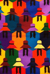 Colorful weaving for sale in tourist market, Ollantaytambo, Peru