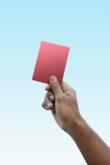 Soccer referee giving red card