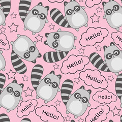 Cute baby animal seamless pattern