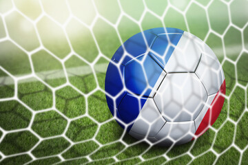 France soccer ball in goal net