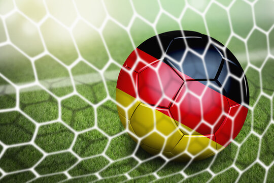 Germany soccer ball in goal net