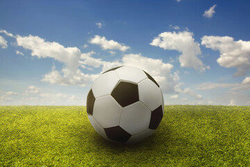 Fototapeta na wymiar Soccer ball on a playing field