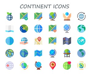 Modern Simple Set of continent Vector flat Icons