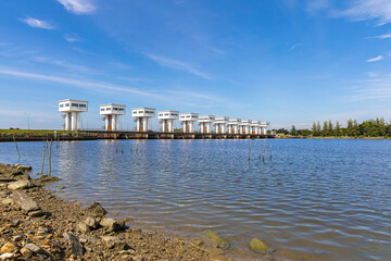 The blue sky at Uthokawiphatprasit Watergate, Pak Phanang, Nakhon Si Thammarat Diversion Dam...