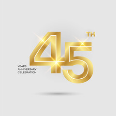45th 3D gold anniversary logo isolated on elegant background, vector design for celebration purpose