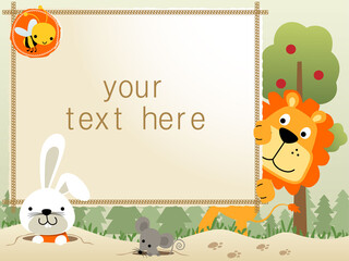 frame border with funny jungle animals cartoon